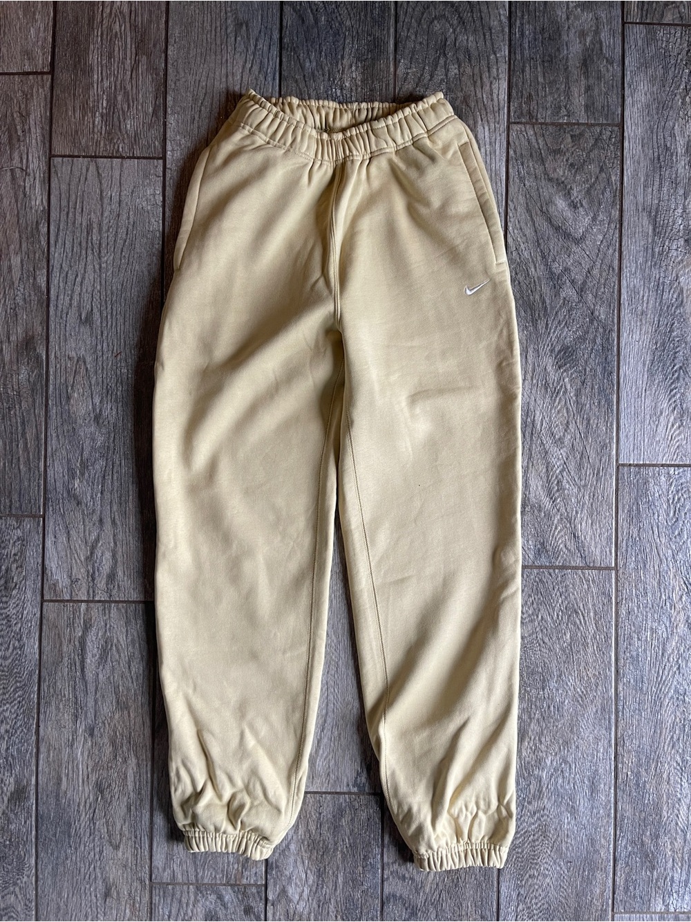 Nike Womens Yellow Sweatpants with White Swoosh
